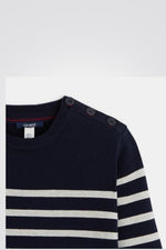 OKAIDI - סוודר ילדים כחול עם פסים לבנים - MASHBIR//365