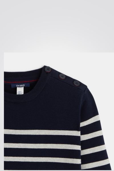 OKAIDI - סוודר ילדים כחול עם פסים לבנים - MASHBIR//365
