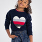 OKAIDI - סוודר ילדות כחול עם לב ציבעוני - MASHBIR//365 - 2