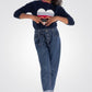 OKAIDI - סוודר ילדות כחול עם לב ציבעוני - MASHBIR//365 - 1