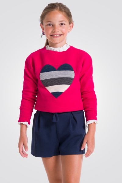 OKAIDI - סוודר ילדות ורוד עם לב ציבעוני - MASHBIR//365