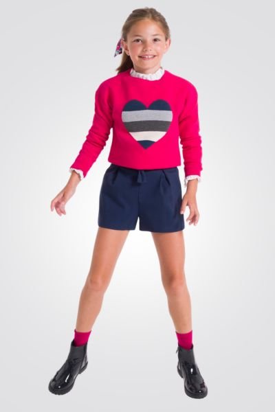 OKAIDI - סוודר ילדות ורוד עם לב ציבעוני - MASHBIR//365