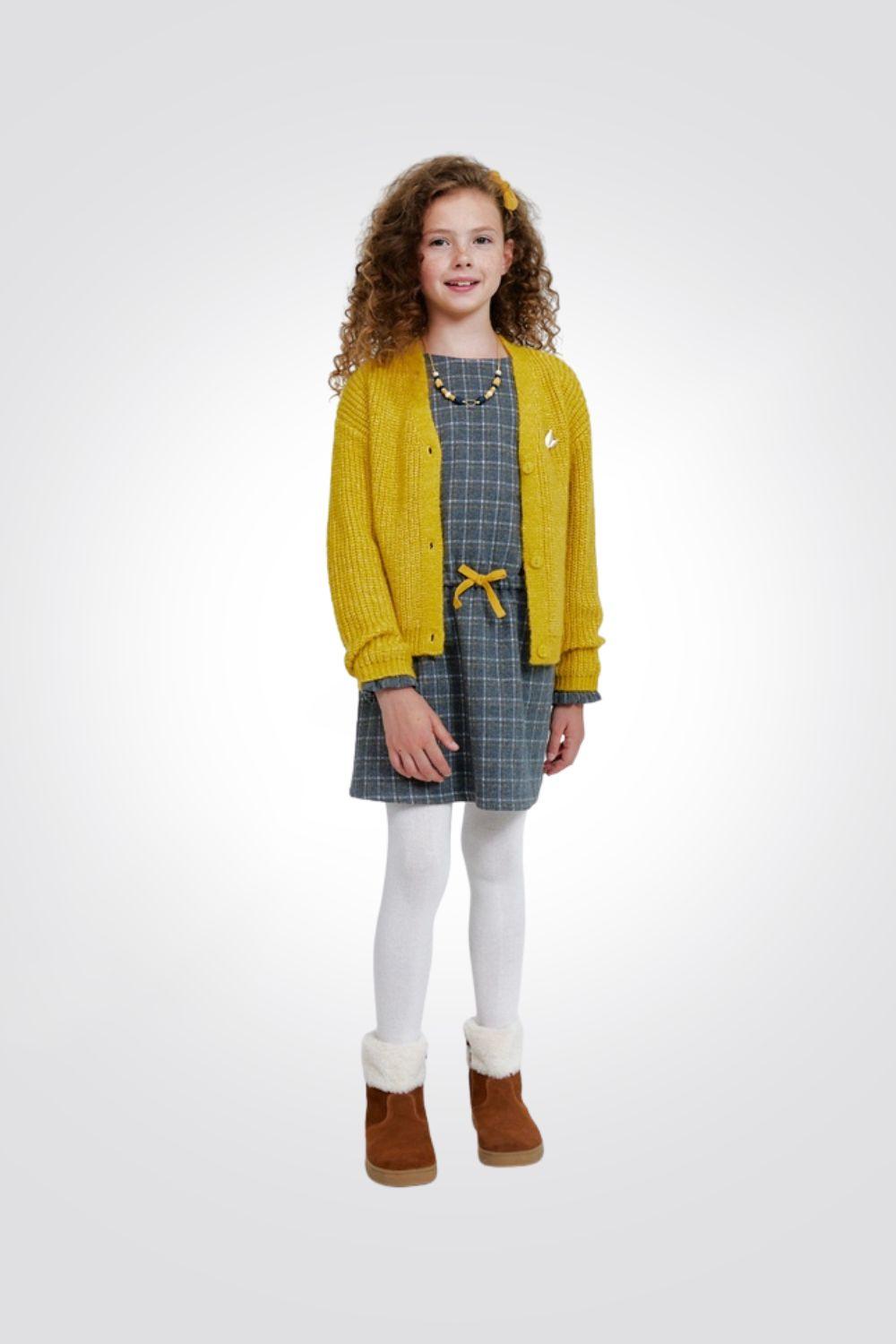 OKAIDI - סוודר קרדיגן בצבע צהוב לילדות - MASHBIR//365