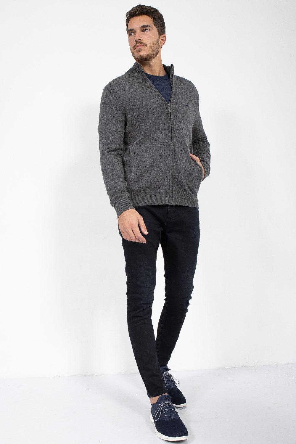 NAUTICA - סוודר רוכסן מלא אפור - MASHBIR//365