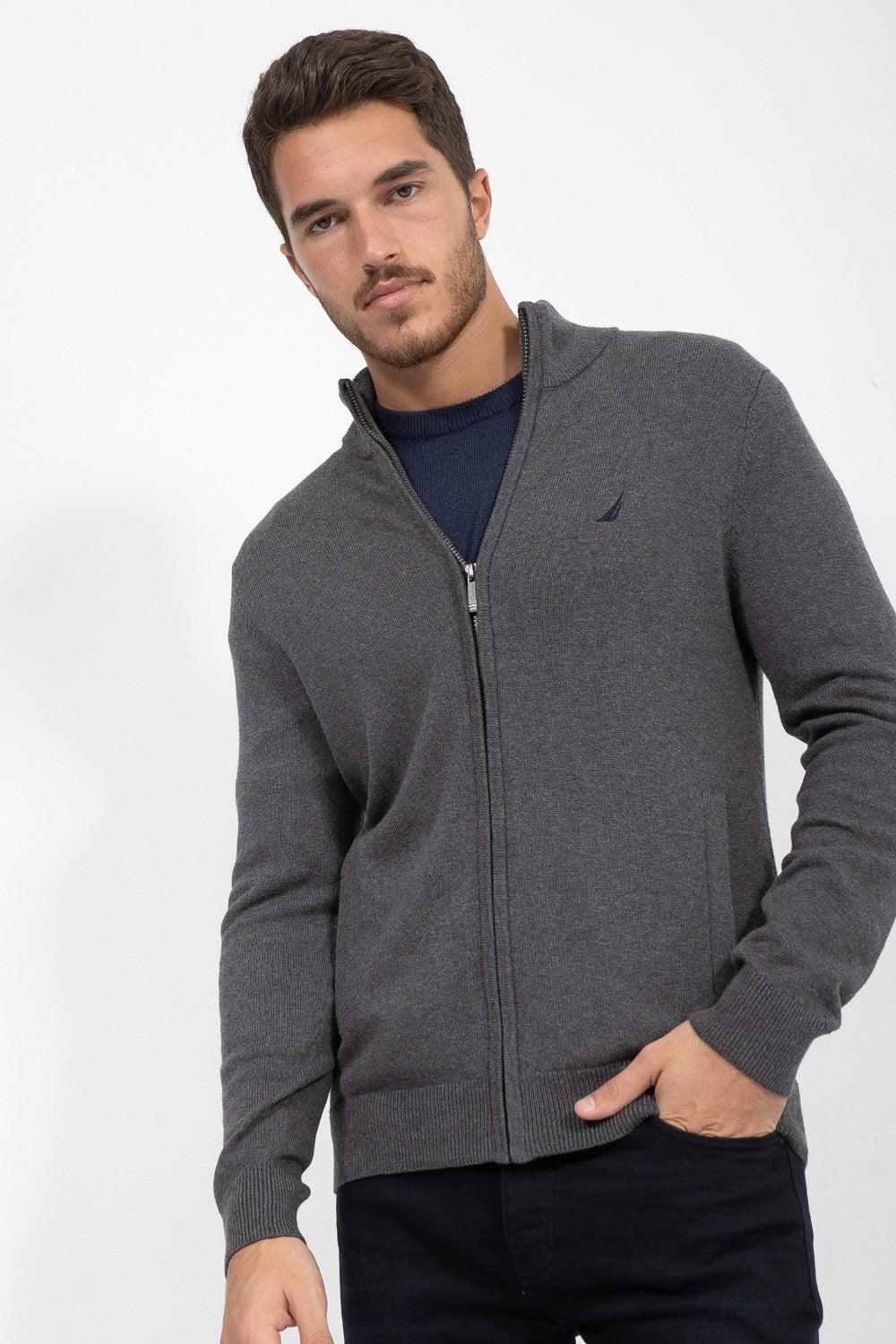 NAUTICA - סוודר רוכסן מלא אפור - MASHBIR//365