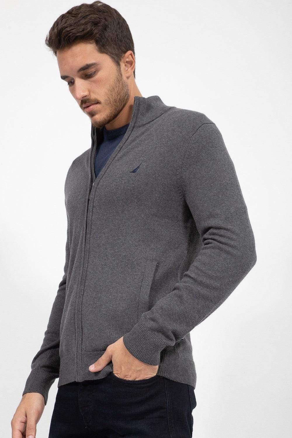 NAUTICA - סוודר רוכסן מלא אפור - MASHBIR//365