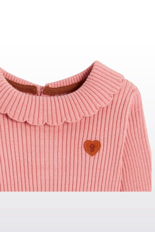 OBAIBI - סוודר תינוקות ריבס בצבע ורוד - MASHBIR//365
