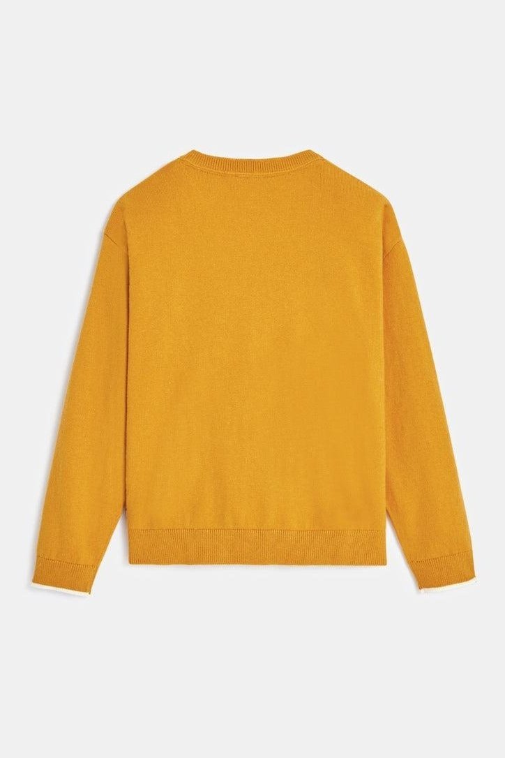 OKAIDI - סוודר חתול רקום בצבע צהוב לילדות - MASHBIR//365