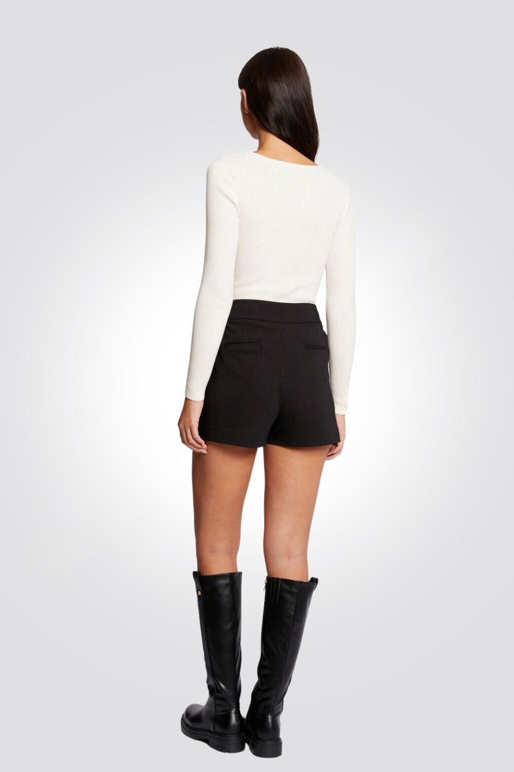 MORGAN - סוודר וי ריבס עם רוכסן מקדימה בשמנת - MASHBIR//365