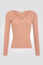 MORGAN - סוודר וי ריבס עם רוכסן מקדימה בורוד עתיק - MASHBIR//365