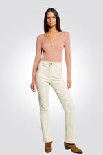 MORGAN - סוודר וי ריבס עם רוכסן מקדימה בורוד עתיק - MASHBIR//365