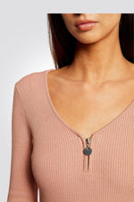 MORGAN - סוודר וי ריבס עם רוכסן מקדימה בורוד עתיק - MASHBIR//365