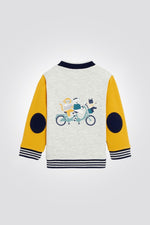 OBAIBI - סוויטשירט ג'קט תינוקות ריבס אפור עם שרוול צהוב - MASHBIR//365