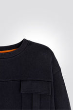 OKAIDI - סוויטשירט ילדים באפור מלאנג' כהה עם כיס דגמח בחזית - MASHBIR//365