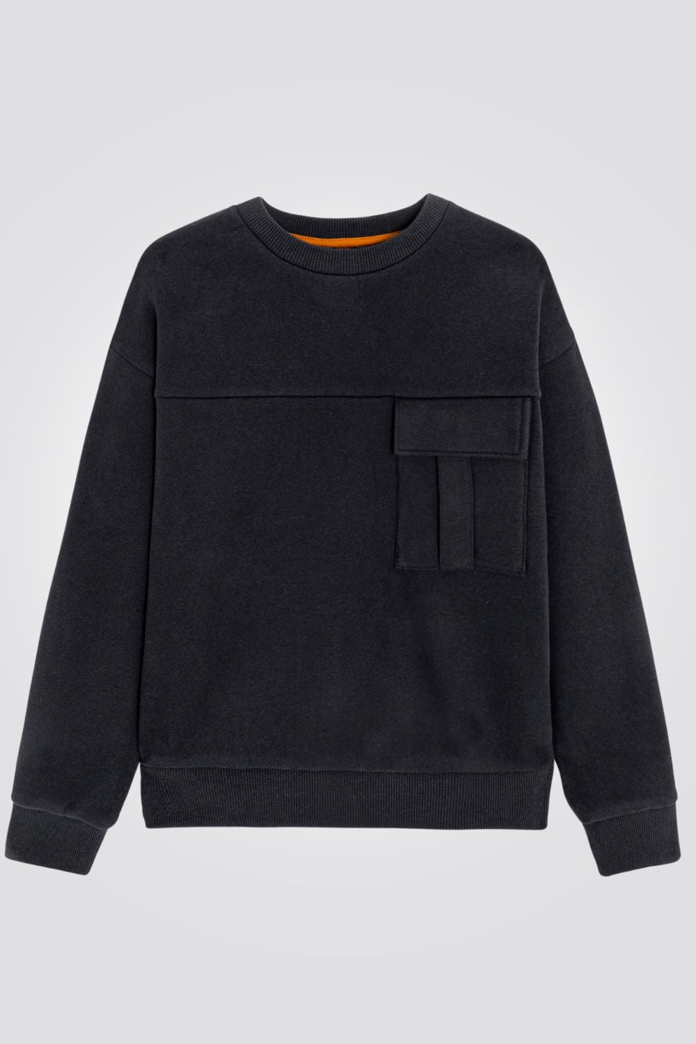 OKAIDI - סוויטשירט ילדים באפור מלאנג' כהה עם כיס דגמח בחזית - MASHBIR//365