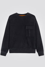 OKAIDI - סוויטשירט ילדים באפור מלאנג' כהה עם כיס דגמח בחזית - MASHBIR//365