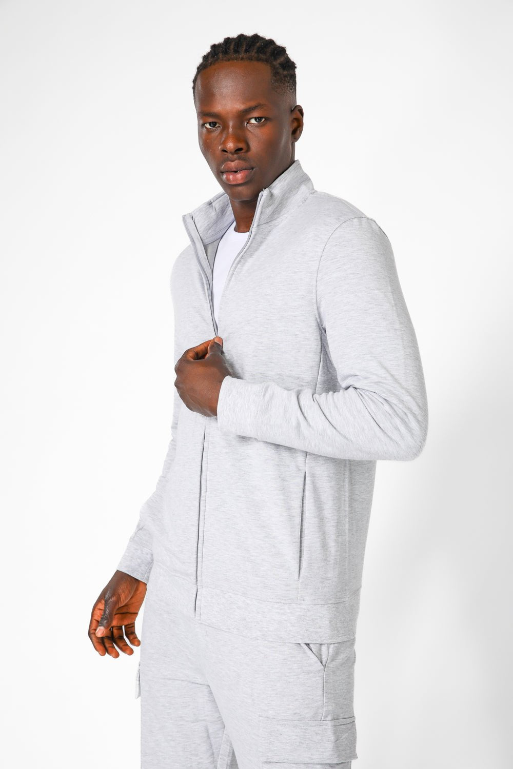 DELTA - סוויטשירט עם רוכסן מבד דק בצבע אפור - MASHBIR//365