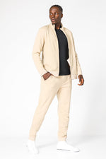 DELTA - סוויטשירט עם רוכסן מבד דק בצבע בז' - MASHBIR//365