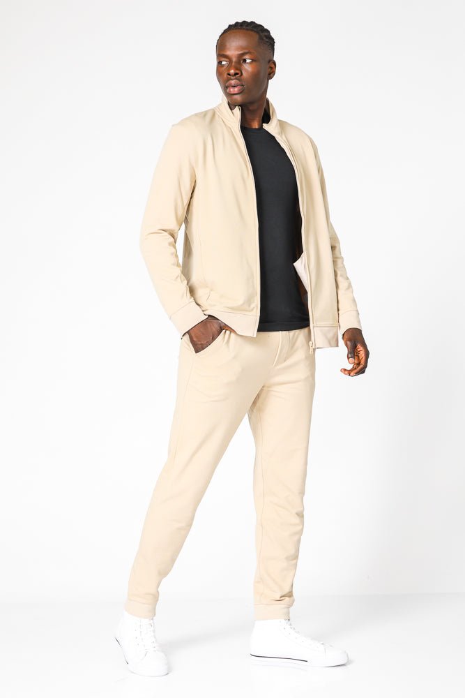 DELTA - סוויטשירט עם רוכסן מבד דק בצבע בז' - MASHBIR//365