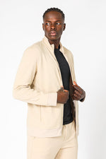 DELTA - סוויטשירט עם רוכסן מבד דק בצבע בז' - MASHBIR//365