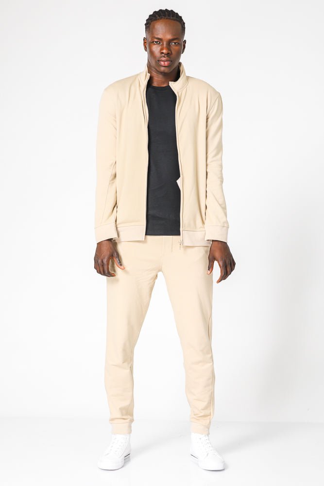 DELTA - סוויטשירט עם רוכסן מבד דק בצבע בז' - MASHBIR//365