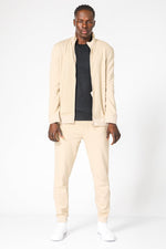 DELTA - סוויטשירט עם רוכסן מבד דק בצבע בז' - MASHBIR//365