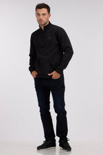 NAUTICA - סווטשירט אלגנטי קנגרו עם רוכסן בצבע שחור - MASHBIR//365