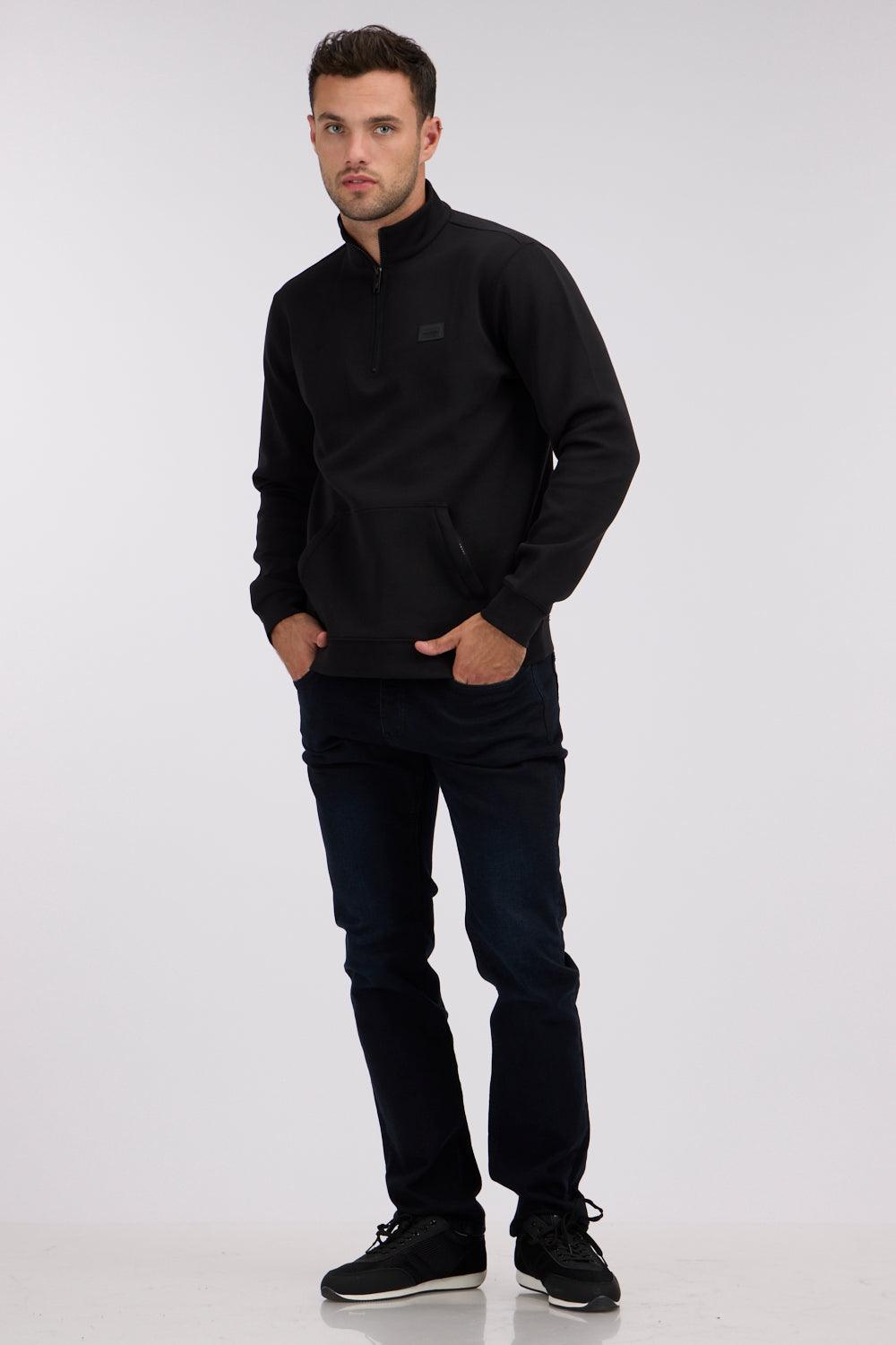 NAUTICA - סווטשירט אלגנטי קנגרו עם רוכסן בצבע שחור - MASHBIR//365