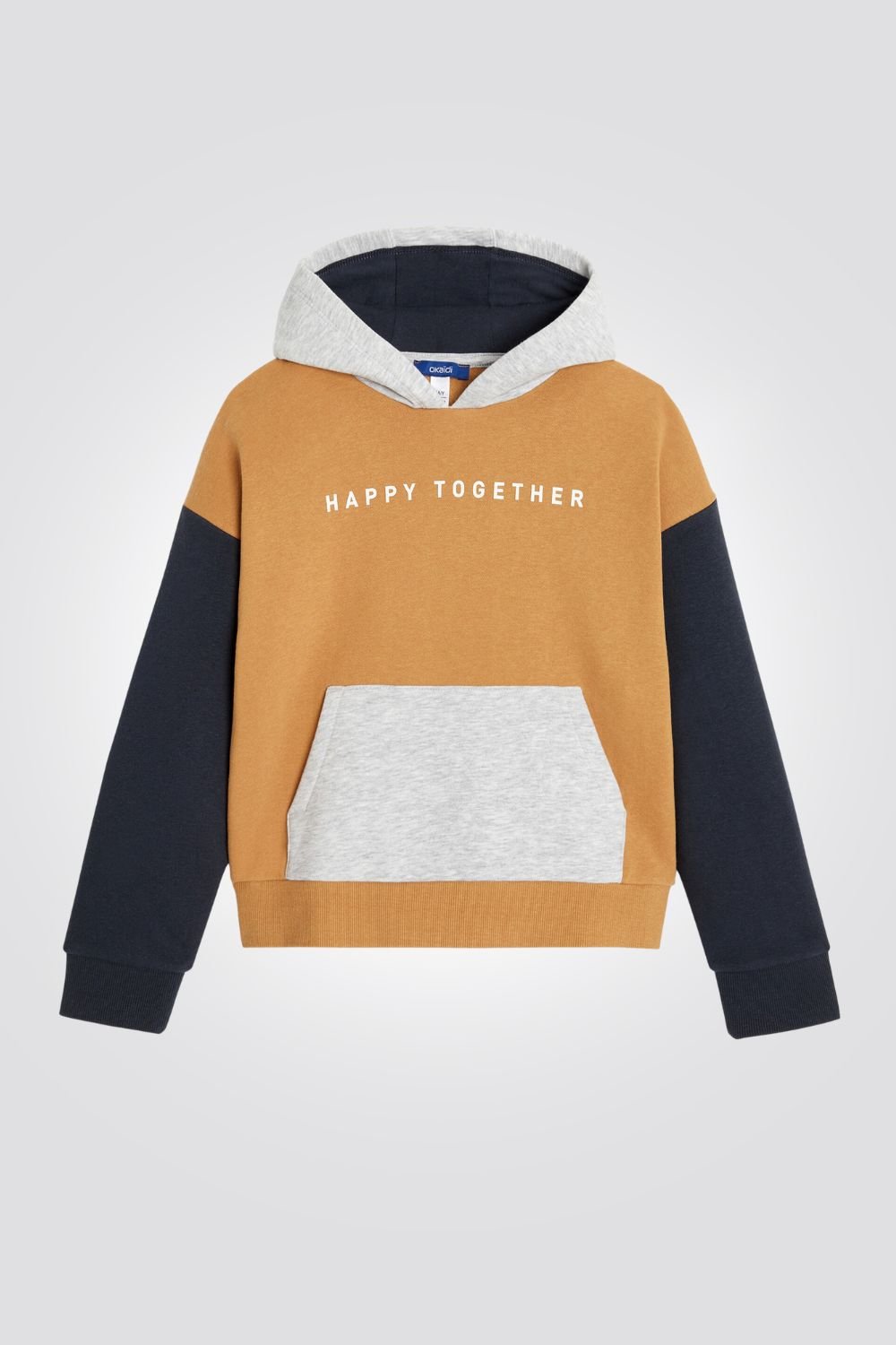 OKAIDI - סווטשירט בנים עם קאפושון בצהוב עם שרוול כחול - MASHBIR//365