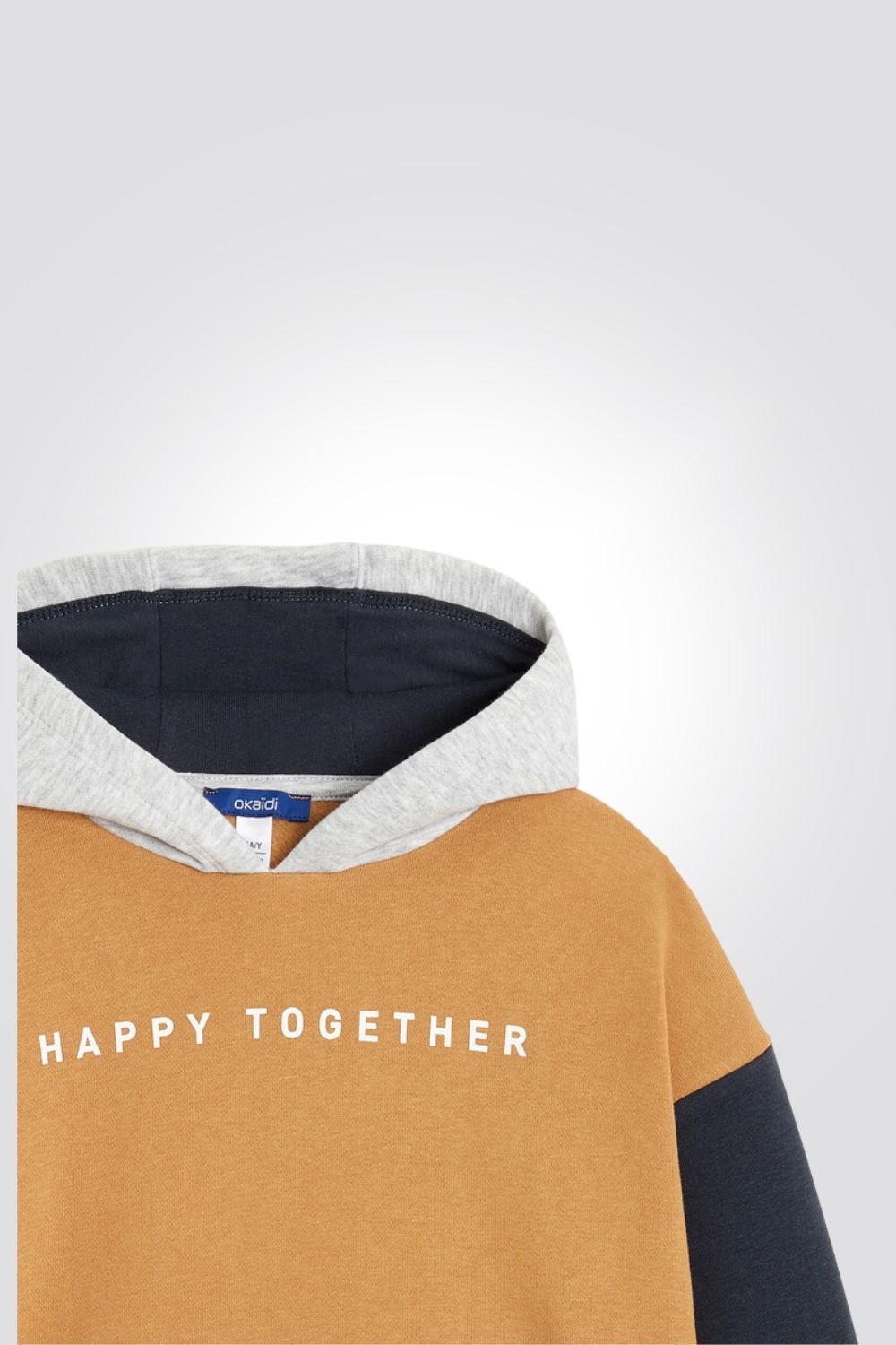 OKAIDI - סווטשירט בנים עם קאפושון בצהוב עם שרוול כחול - MASHBIR//365