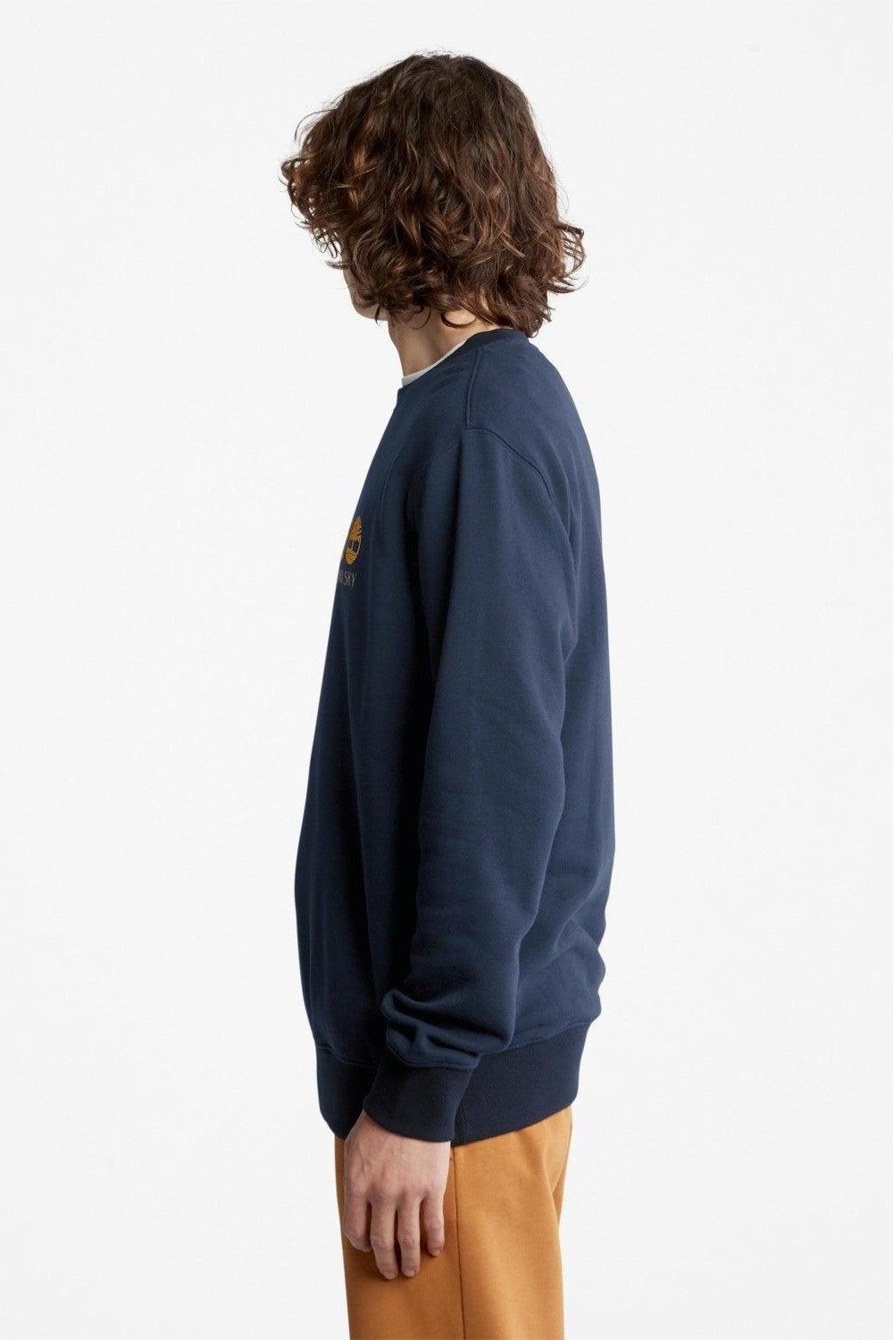 TIMBERLAND - סווטשירט CREW רקמת לוגו צבע נייבי - MASHBIR//365