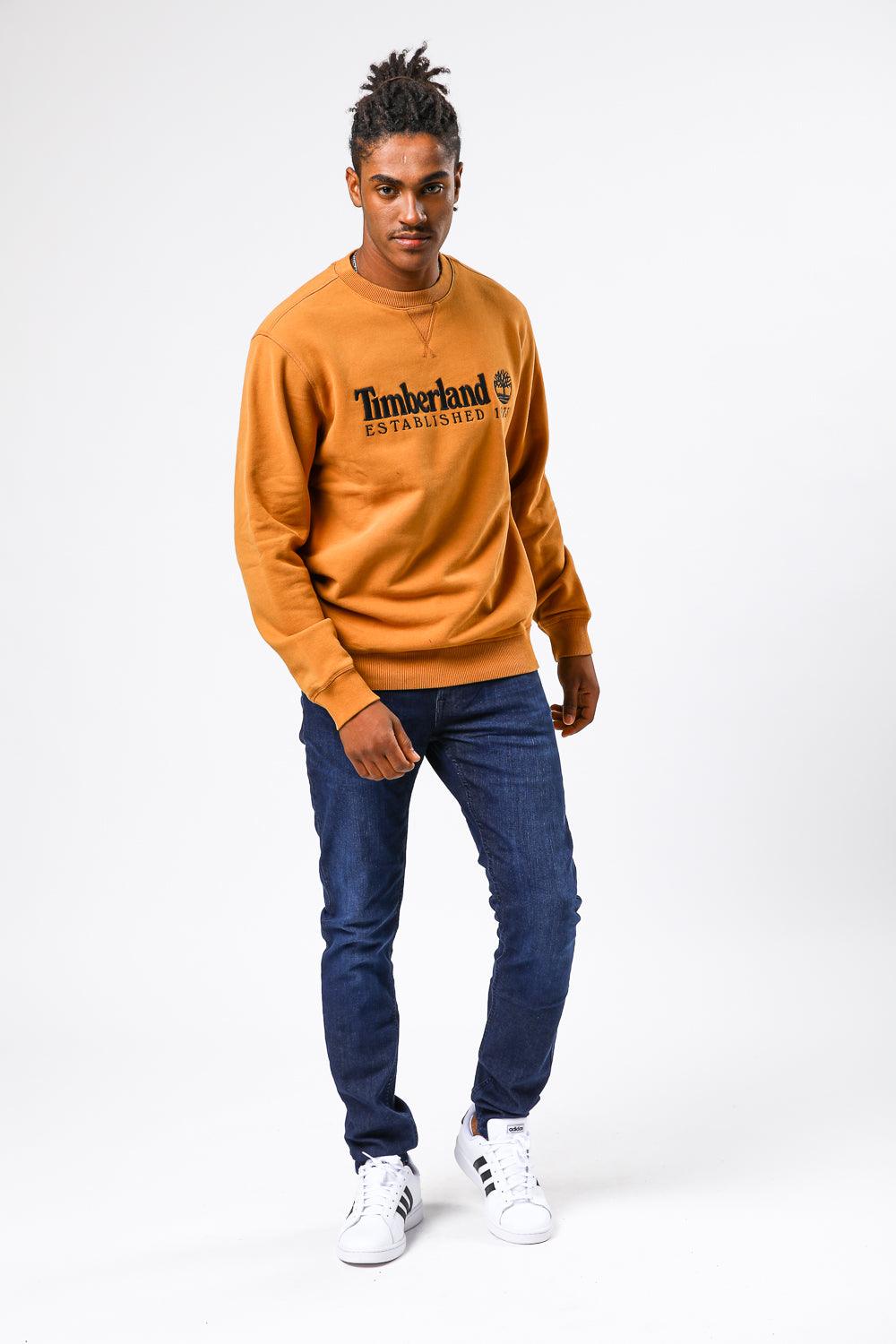 TIMBERLAND - סווטשירט CREW רקמת לוגו חרדל - MASHBIR//365