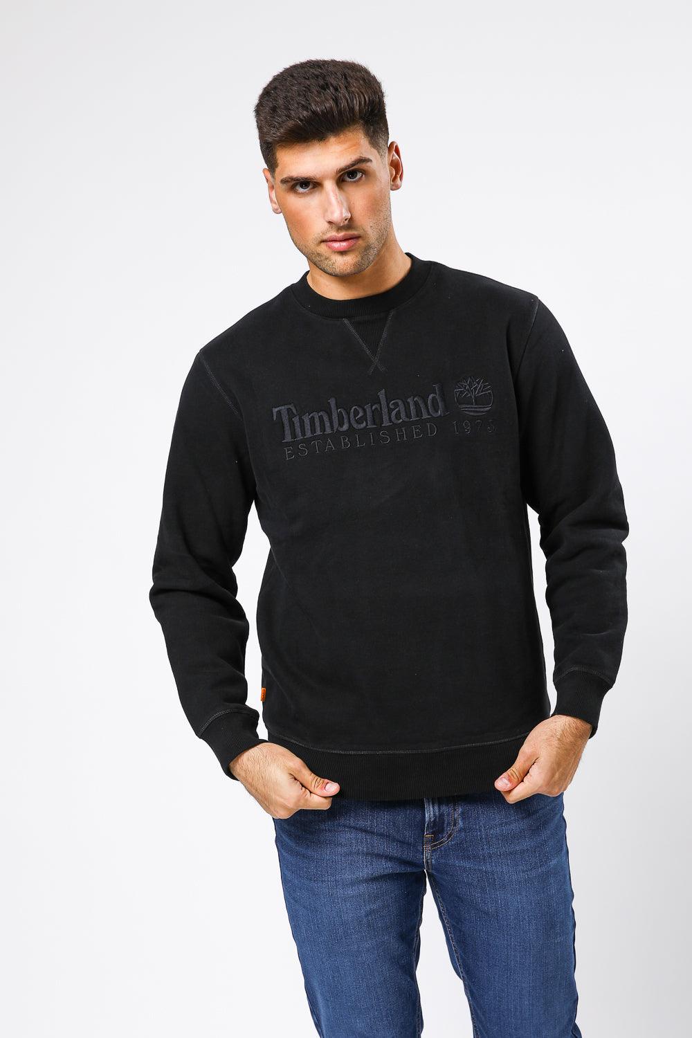 TIMBERLAND - סווטשירט CREW רקמת לוגו שחור - MASHBIR//365