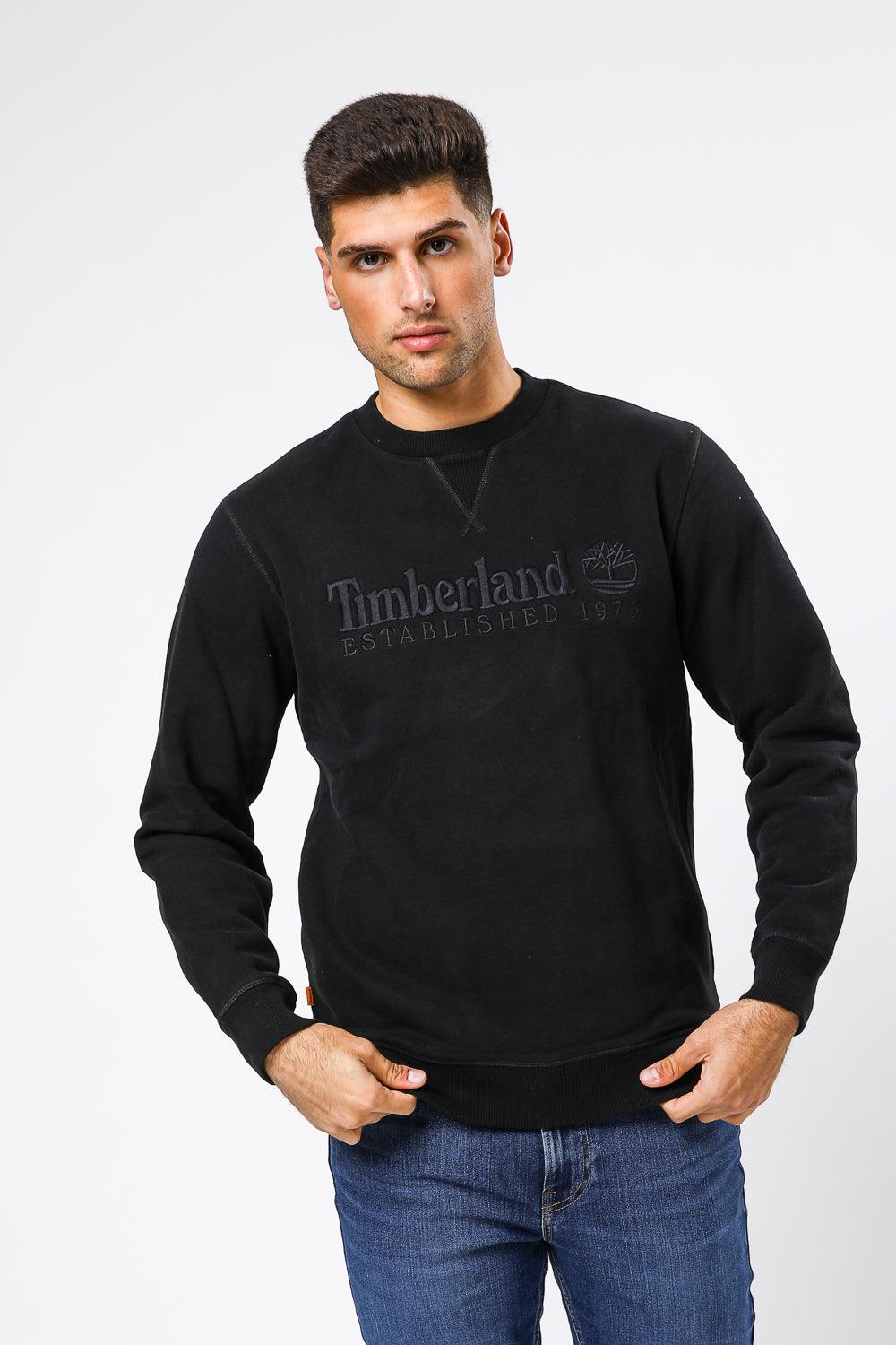 TIMBERLAND - סווטשירט CREW רקמת לוגו שחור - MASHBIR//365