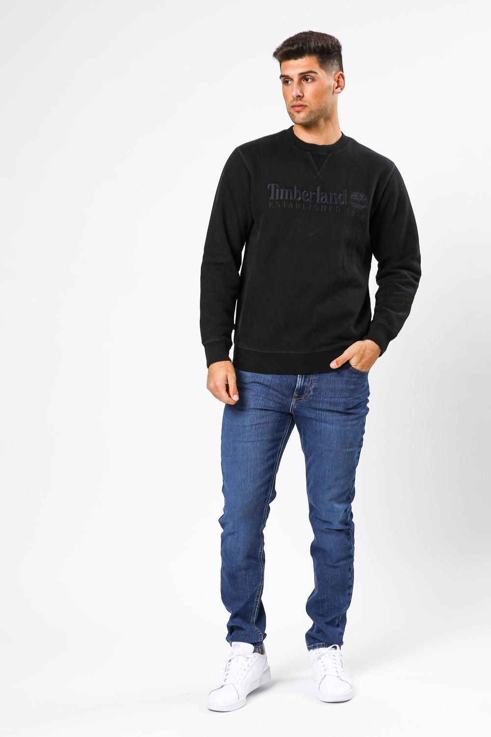 TIMBERLAND - סווטשירט CREW רקמת לוגו שחור - MASHBIR//365