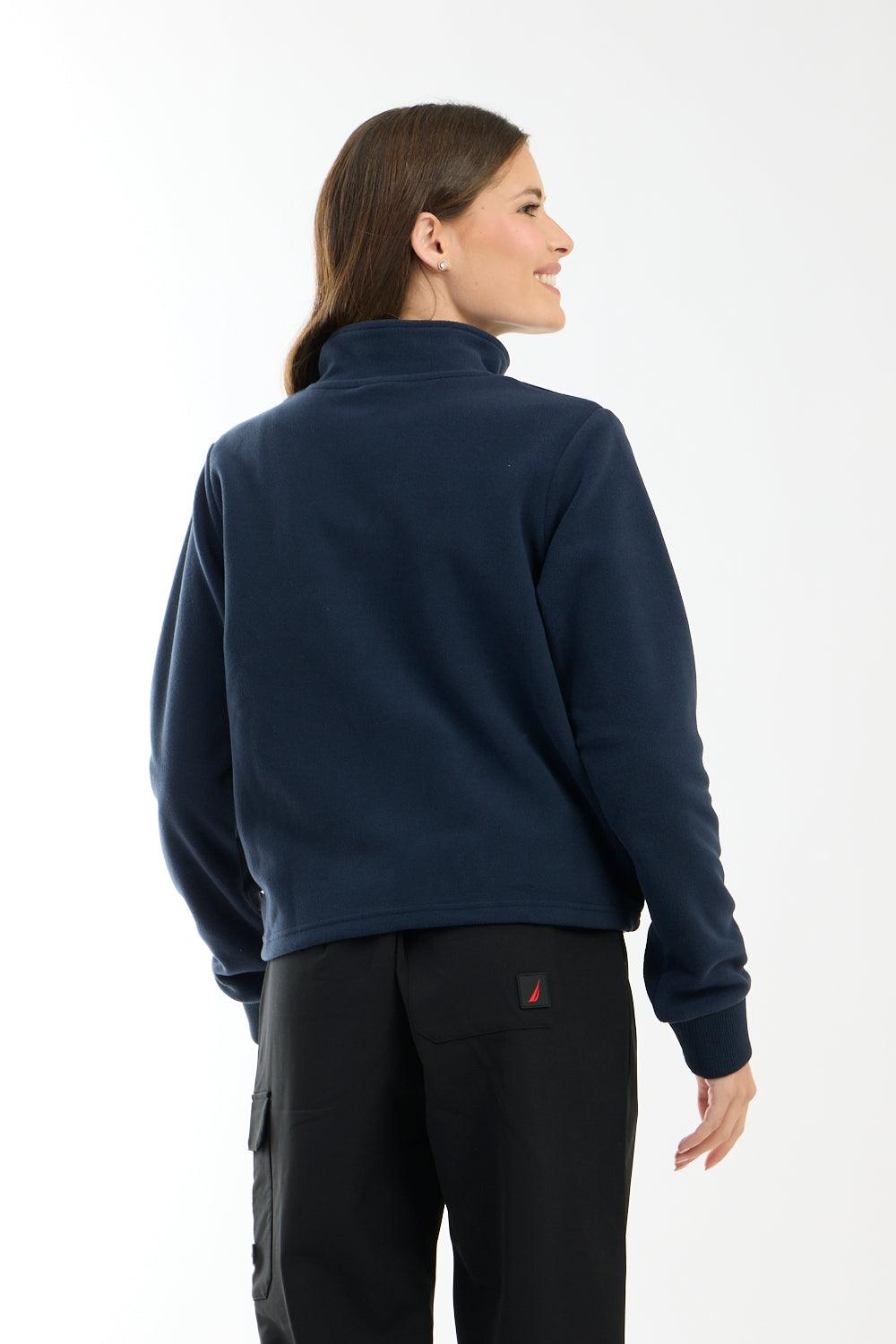 NAUTICA - סווטשירט פליז עם רוכסן בצבע נייבי - MASHBIR//365