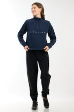 NAUTICA - סווטשירט פליז עם רוכסן בצבע נייבי - MASHBIR//365