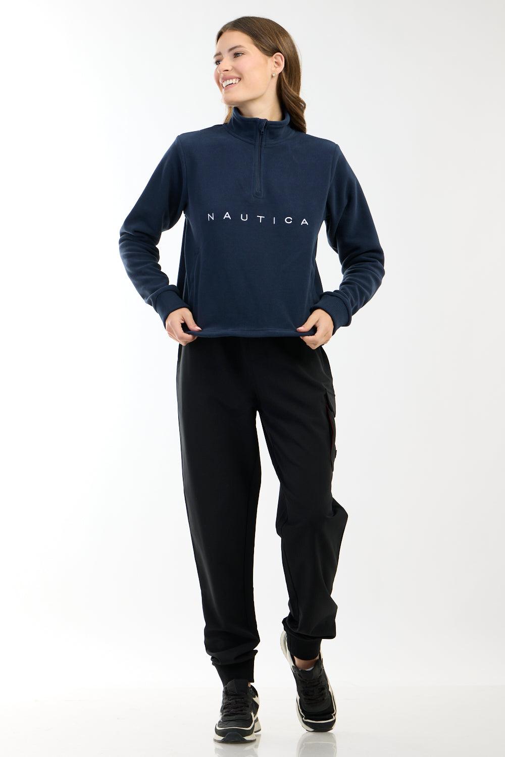 NAUTICA - סווטשירט פליז עם רוכסן בצבע נייבי - MASHBIR//365