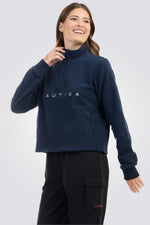 NAUTICA - סווטשירט פליז עם רוכסן בצבע נייבי - MASHBIR//365