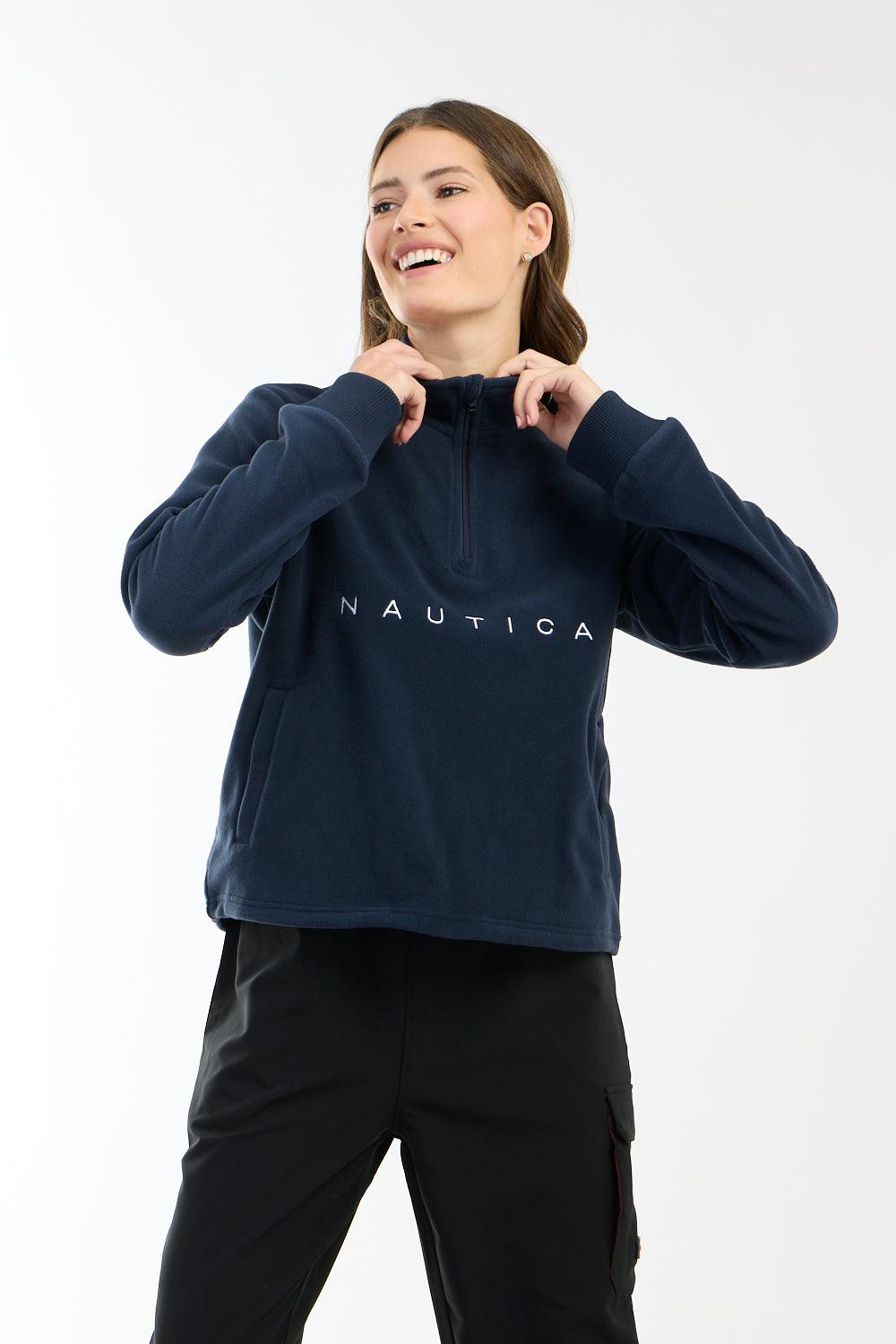 NAUTICA - סווטשירט פליז עם רוכסן בצבע נייבי - MASHBIR//365