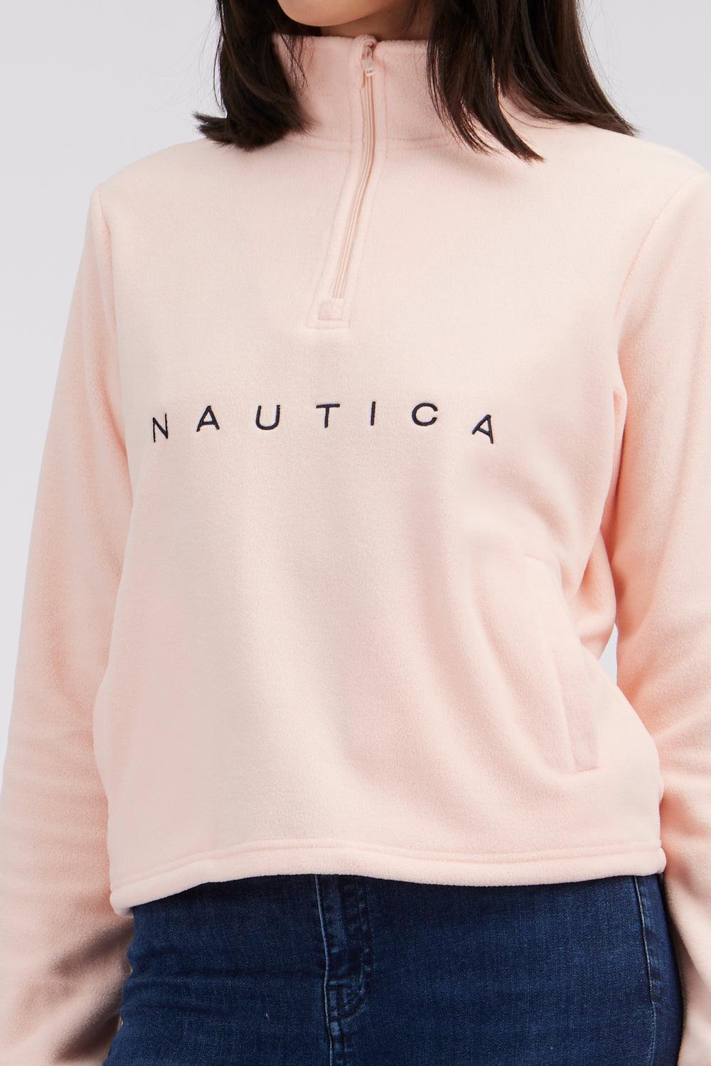 NAUTICA - סווטשירט פליז עם רוכסן בצבע ורוד - MASHBIR//365