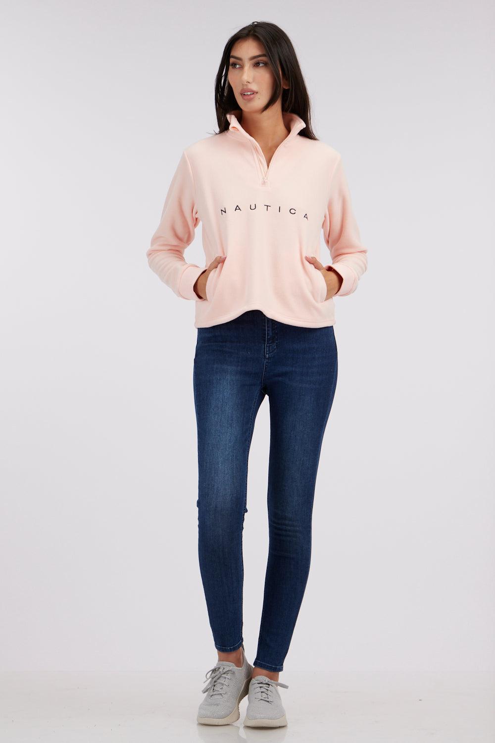 NAUTICA - סווטשירט פליז עם רוכסן בצבע ורוד - MASHBIR//365