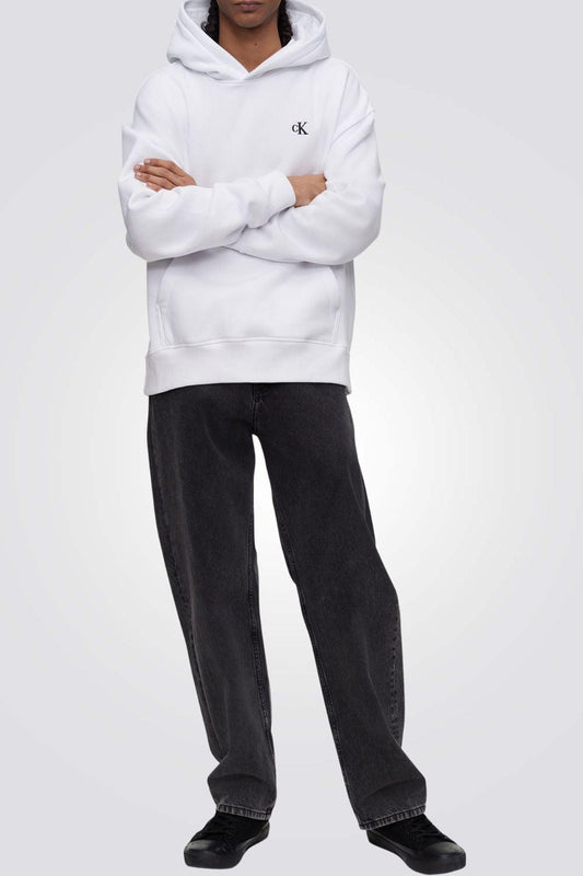 Calvin Klein - סווטשירט HOODIE עם כובע בצבע לבן - MASHBIR//365