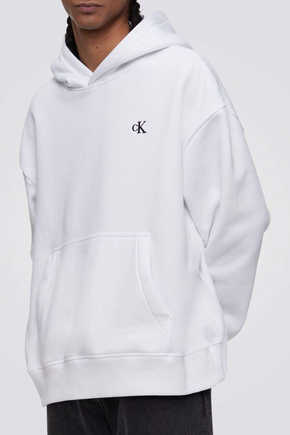 Calvin Klein - סווטשירט HOODIE עם כובע בצבע לבן - MASHBIR//365