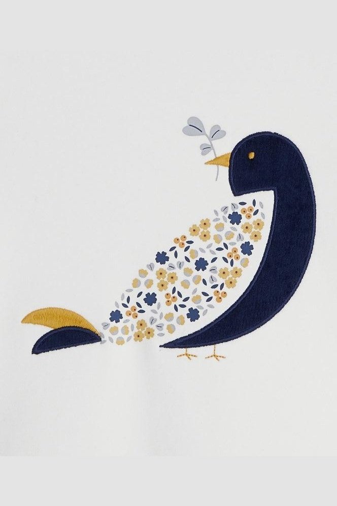 OKAIDI - סווטשירט ציפור רקומה בצבע לבן - MASHBIR//365