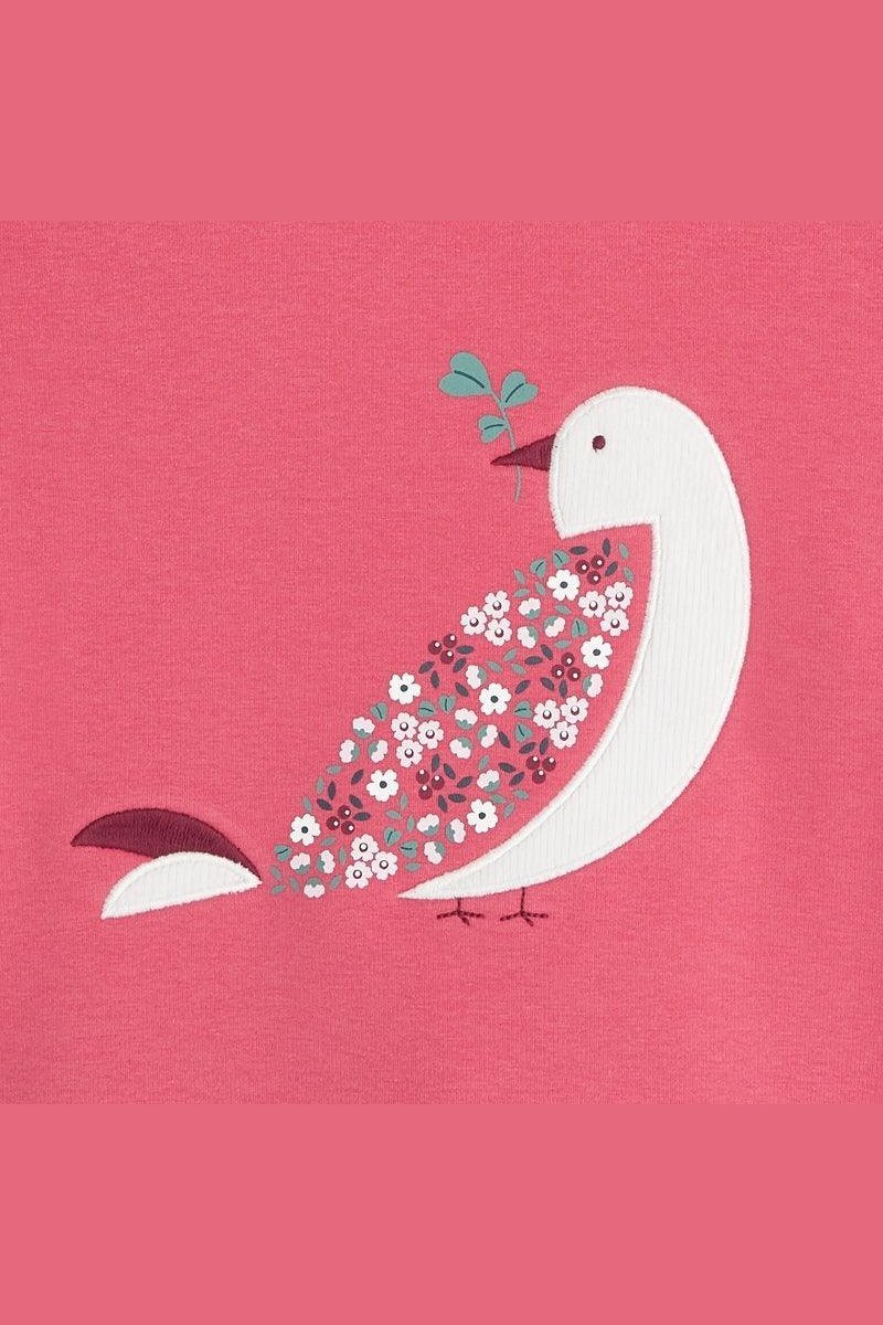 OKAIDI - סווטשירט ציפור רקומה בצבע ורוד - MASHBIR//365