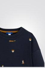 OKAIDI - סווטשירט ילדים אפור כהה עם הדפס שועלים בחום - MASHBIR//365