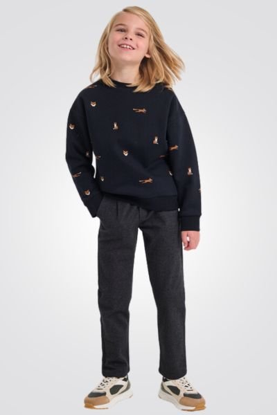 OKAIDI - סווטשירט ילדים אפור כהה עם הדפס שועלים בחום - MASHBIR//365