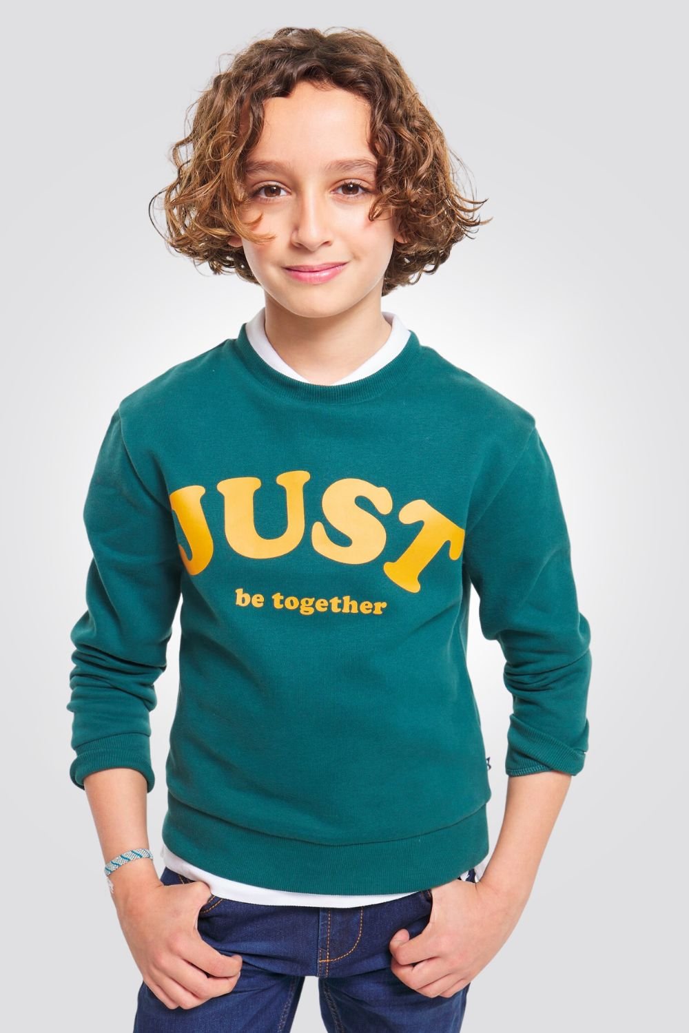 OKAIDI - סווטשירט ילדים בצבע ירוק הדפס צהוב - MASHBIR//365