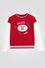 OKAIDI - סווטשירט ילדים במראה פוטבול אדום עם שרוול לבן - MASHBIR//365
